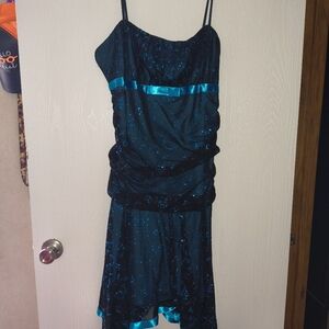 Taboo Teal and Black High Low Dress